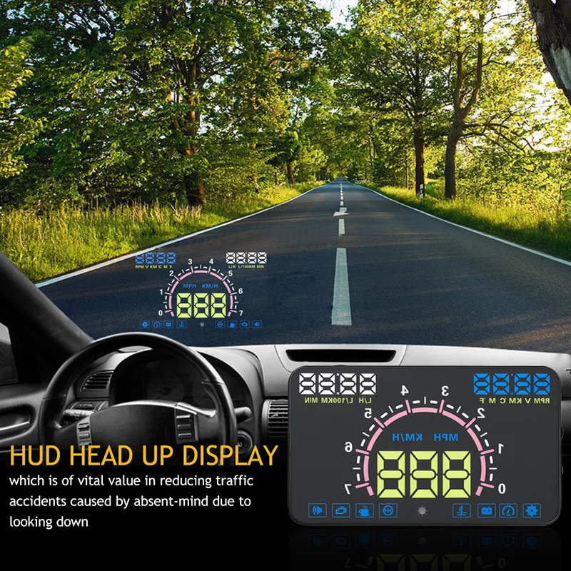 Auto HUD 5.5'' Head Up Display Car Speed Projector OBD2 II EUOBD Overspeed Warning Windshield Alarm System | Автомобили и