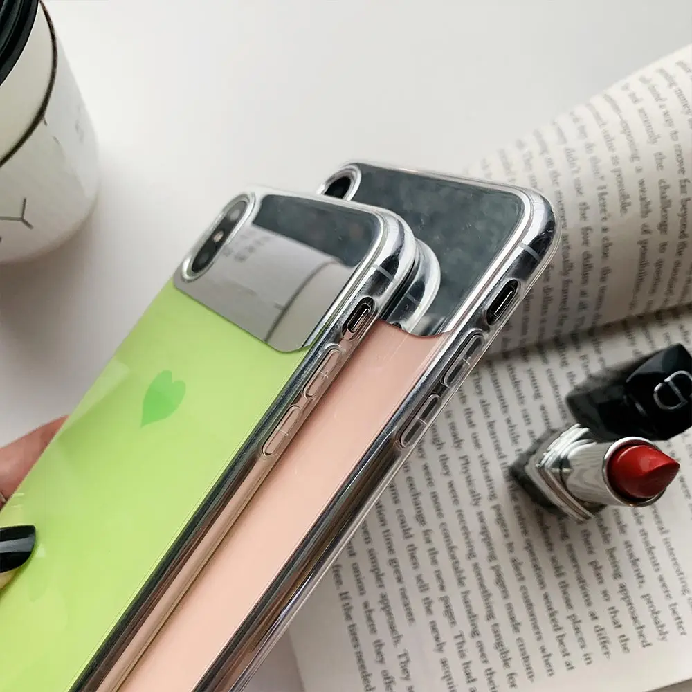 KISSCASE Mirror Love Heart Case For X XS Max XR iPhone 6 6S 7 8 Plus Candy Color Cases Soft TPU Cover Capa |