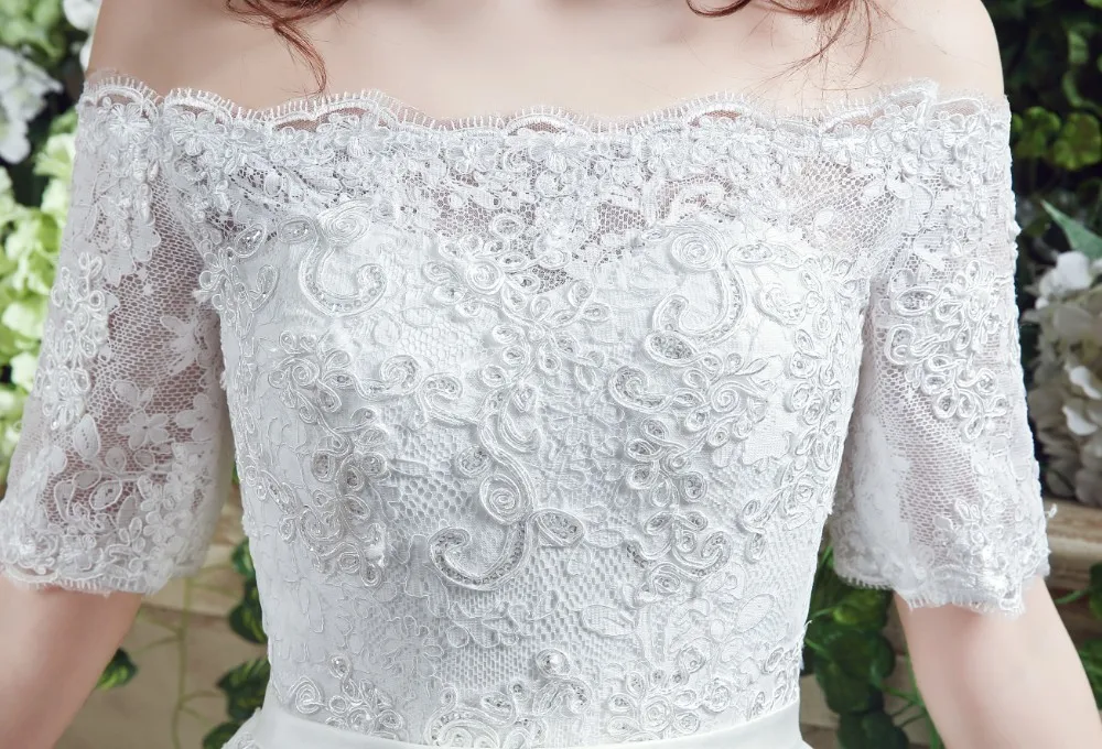 Vivian's Bridal 2018 свадебное платье с открытыми плечами и коротким рукавом Кружевное