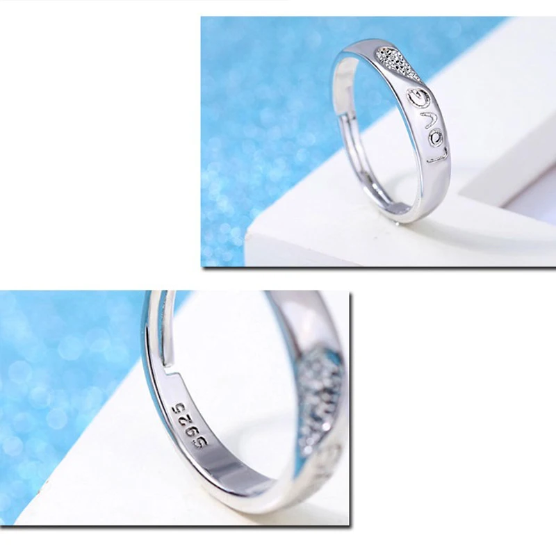 Trendy Wedding Rings 925 Sterling Sliver Couple for Women Men Love Heart Shape Engagement Ring Jewelry Bijoux JN0370 | Украшения и