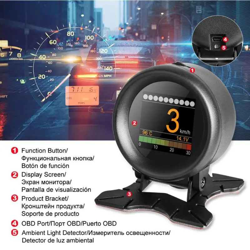 AUTOOL X60 OBD метр OBD2 HUD цифровой датчик температуры воды измеритель скорости
