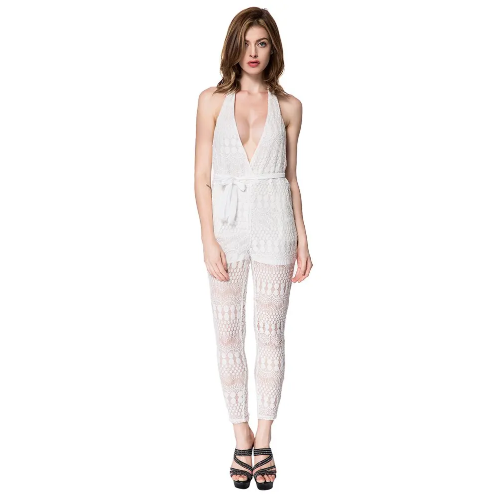 Летний Облегающий комбинезон на бретелях с открытой спиной женский сексуальный