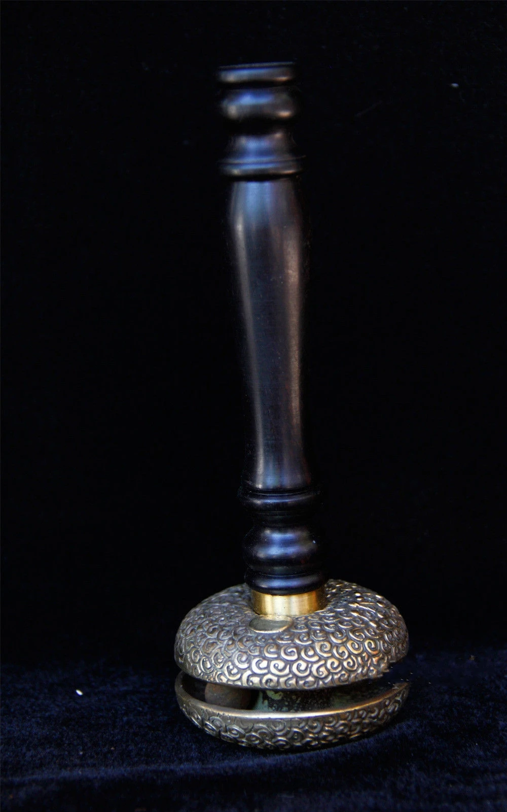 Tibet Antique Bronze Tibetan Sun &amp Moon Prayer Wheel Wood Handle | Дом и сад