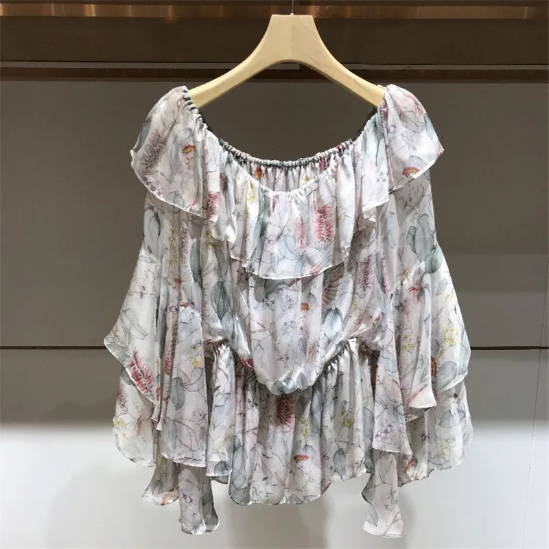 Женские блузки с открытыми плечами летние пляжные Топы в стиле бохо оборками и