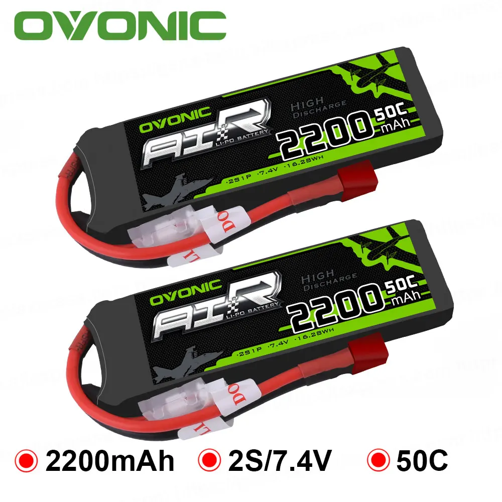 2 упаковки батарейки OVONIC 2200 мАч 7 4 В Lipo 2S 50C Max 100C Deans вилка для радиоуправляемого