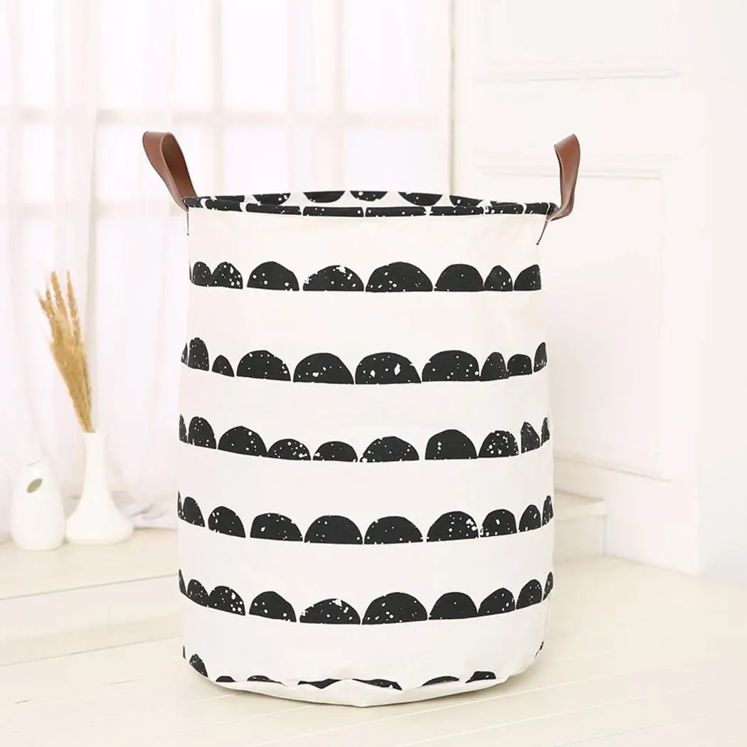 Basket Blanket Storage Toy Laundry Geometric Large Home Clothing with Toys None Tubular Handle Bag Canvas Kids | Дом и сад