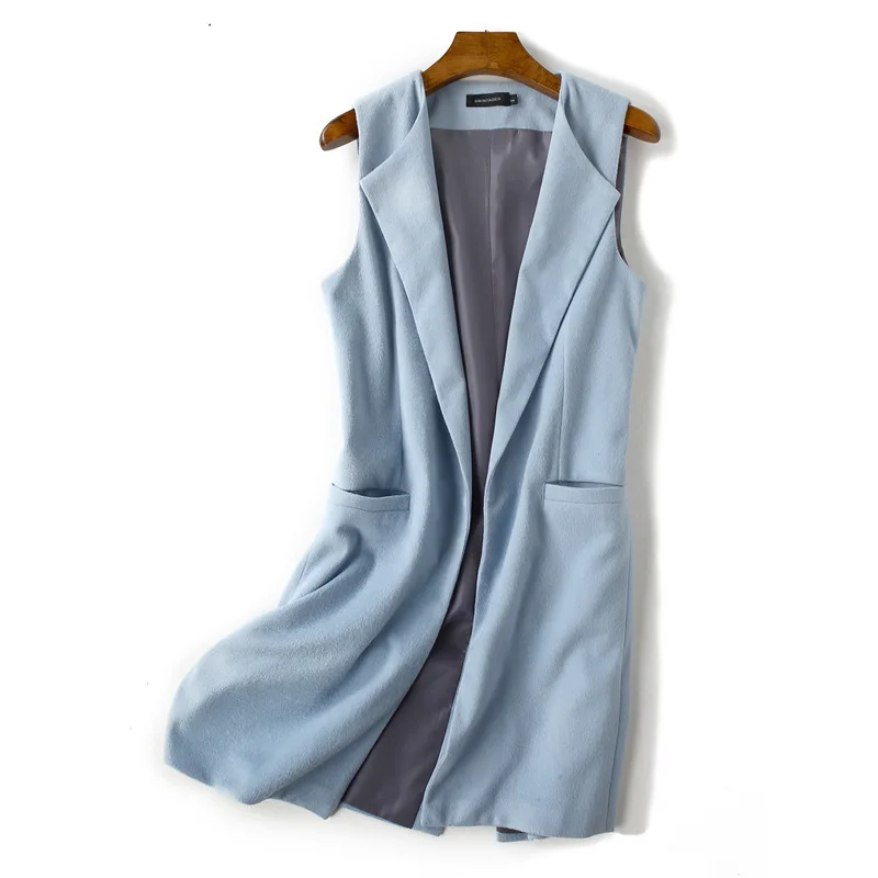 Swintager Cross - border Fast Selling Fall / Winter Wool Horse Clip Long Coat Sleeveless Loose Large Size Women vest | Женская одежда