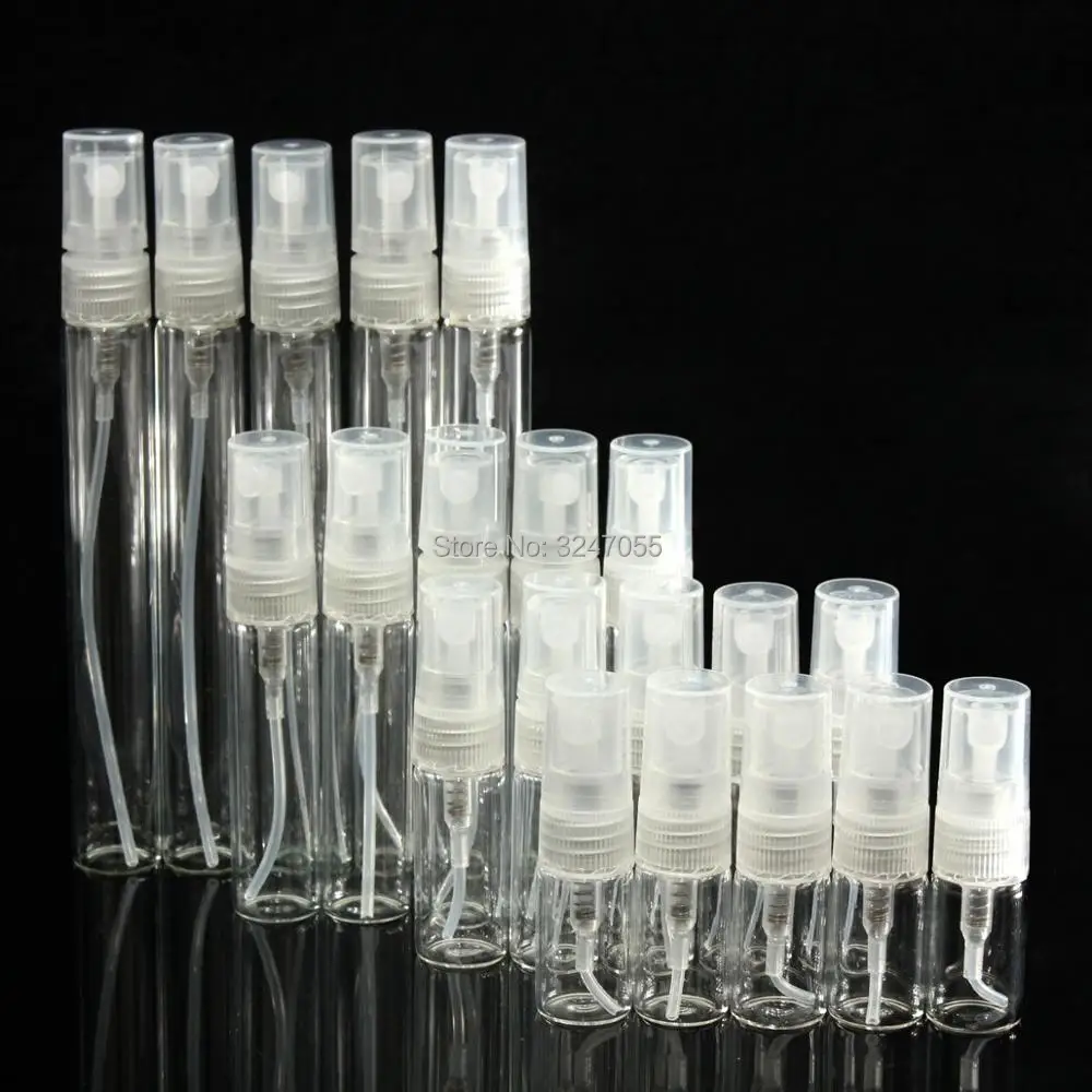 

2ml3ml5ml10ml 50/100/200pcs Clear Empty Portable Travel Perfume Refillable Spray Vials, DIY Glass Convenient Scent Atomizer