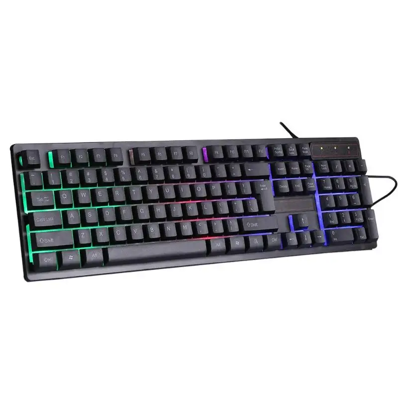 RGB подсветка с подсветкой игровая клавиатура подвеской Радуга USB Проводная Игра