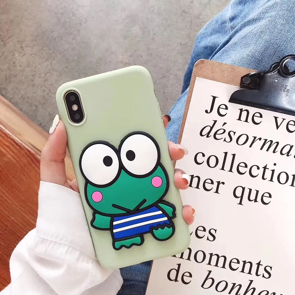 Тонкий матовый мягкий чехол из ТПУ с 3D рисунком лягушки для iPhone 5S SE 7 8 Plus 6 6s X XR XS MAX