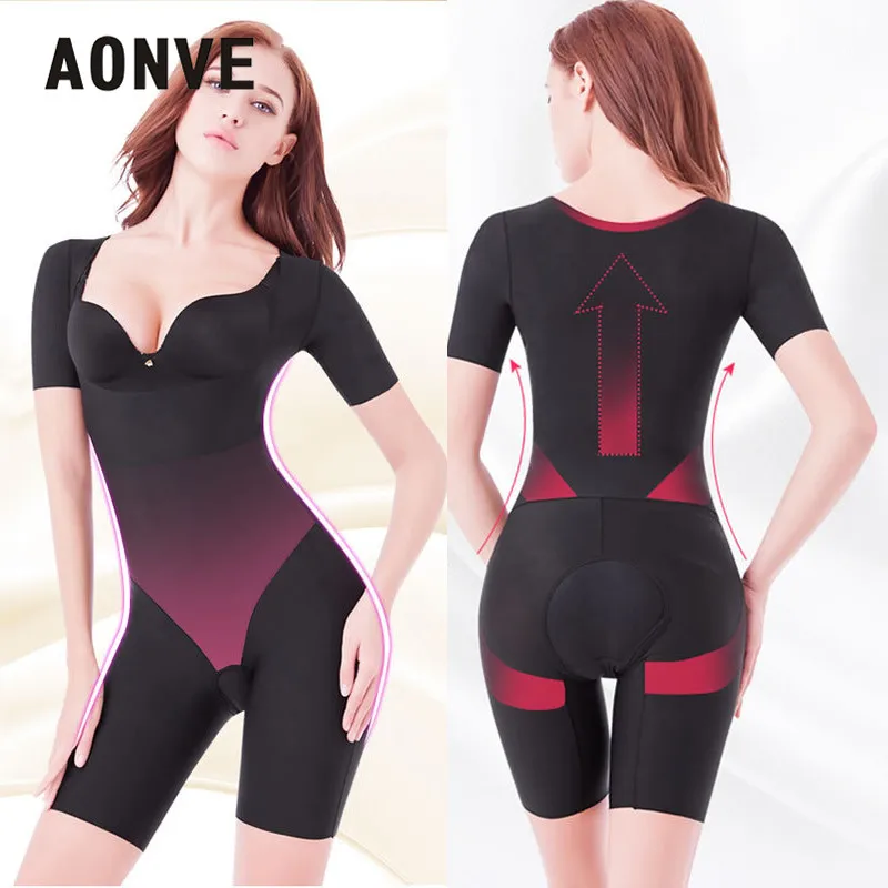 Aonve боди для похудения Shapewear с коротким рукавом формирователь рук бесшовный