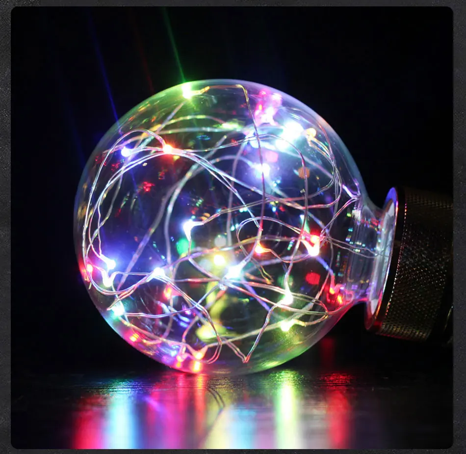 Круглые светодиодные лампы лампочка эдисона RGB мигающий медный провод