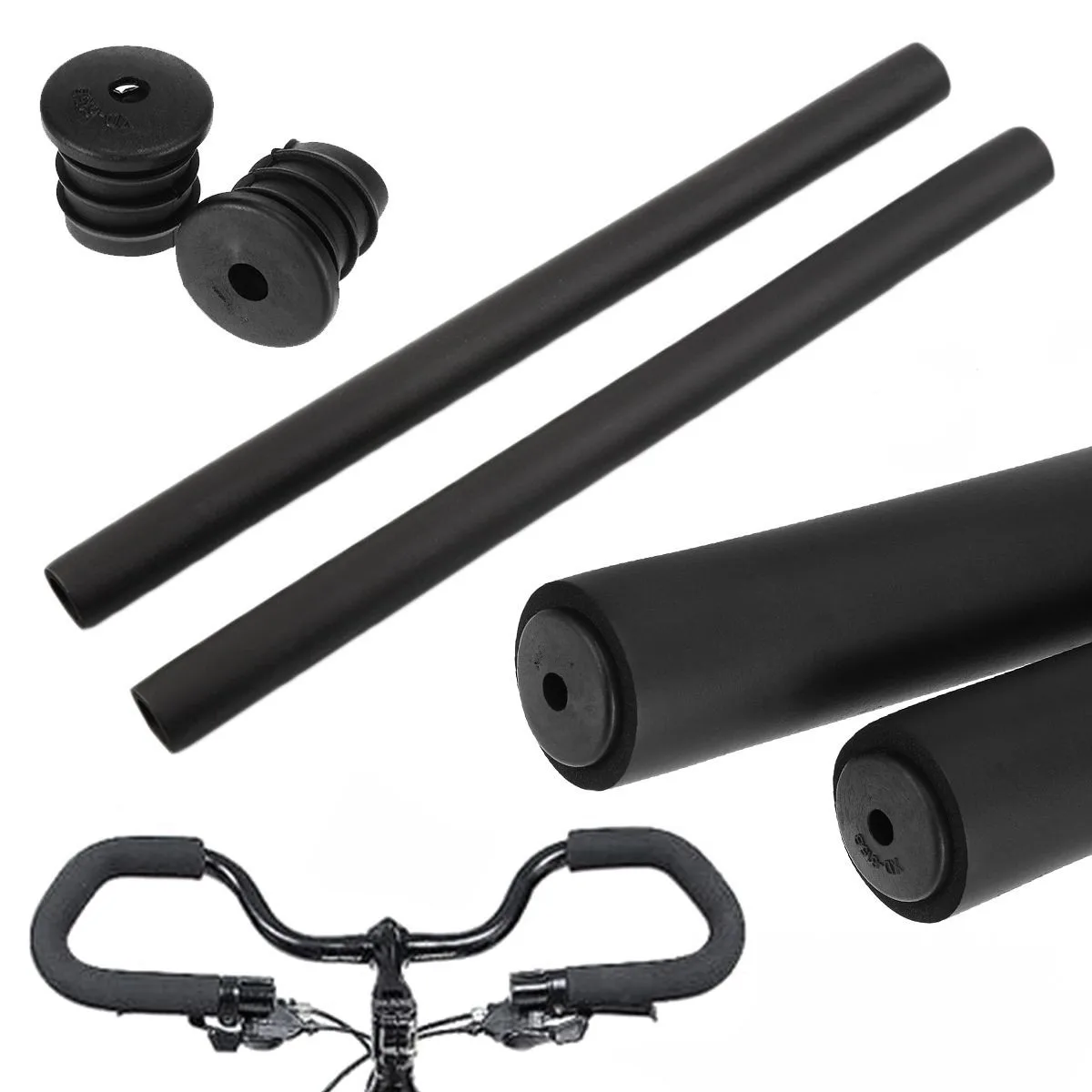 

2Pcs Bicycle Foam Grip Tube Cycle Mountain Road Bike Smooth Soft Tube Sponge Foam Handlebar Grips Cover With Plugs