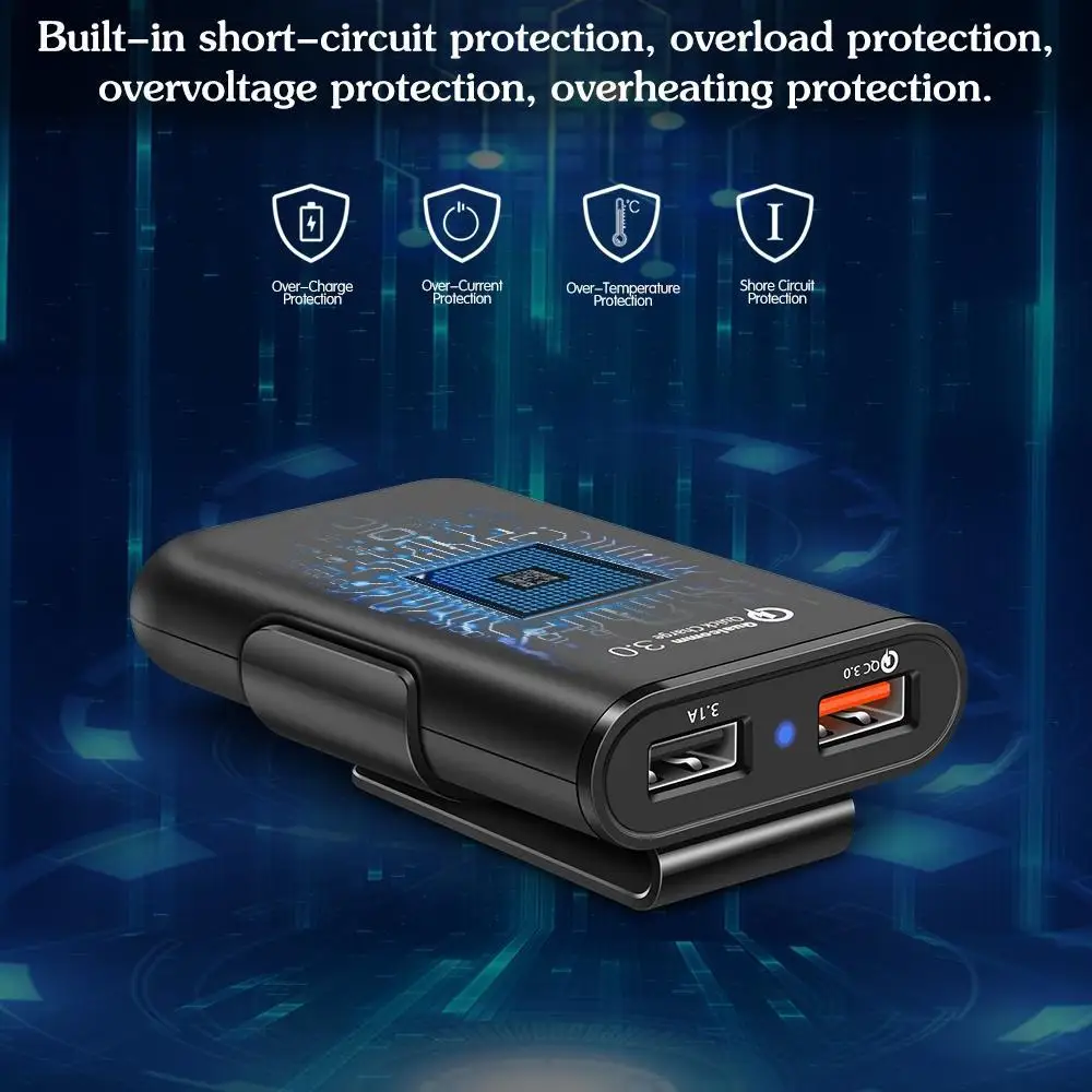 Универсальное 3.1A 4 порта USB Автомобильное зарядное устройство QC3.0 Быстрая зарядка