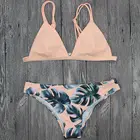 Женский купальный костюм, комплект из двух предметов, сексуальное бикини листья, пуш-ап, мягкий купальник, купальный костюм, пляжный костюм