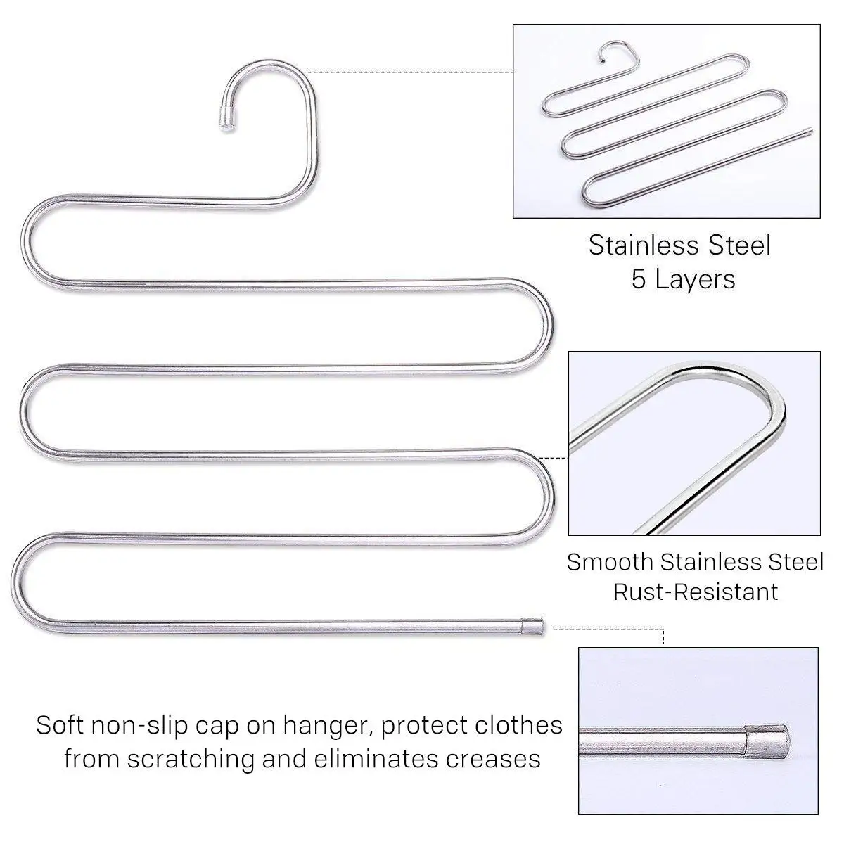 4 Упак. Вешалки для брюк организации шкафа нержавеющая сталь s образные 5 слойные