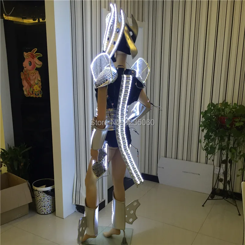 Женские Мужские бальных танцев унисекс Робот LED костюмы dj диско этапа певица