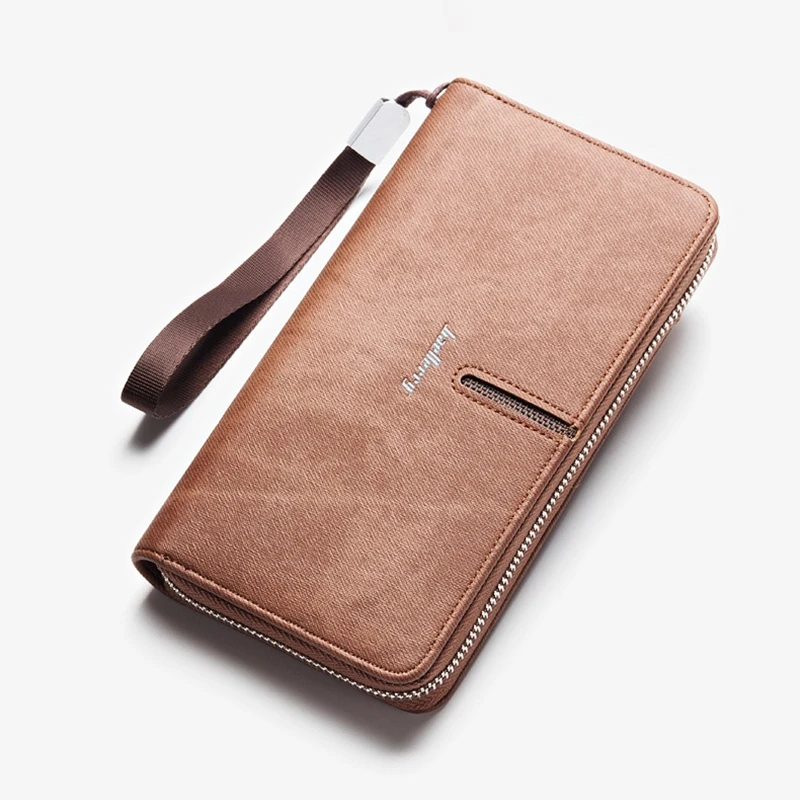 Мужской клатч на молнии Длинный кошелек из искусственной кожи деловая
