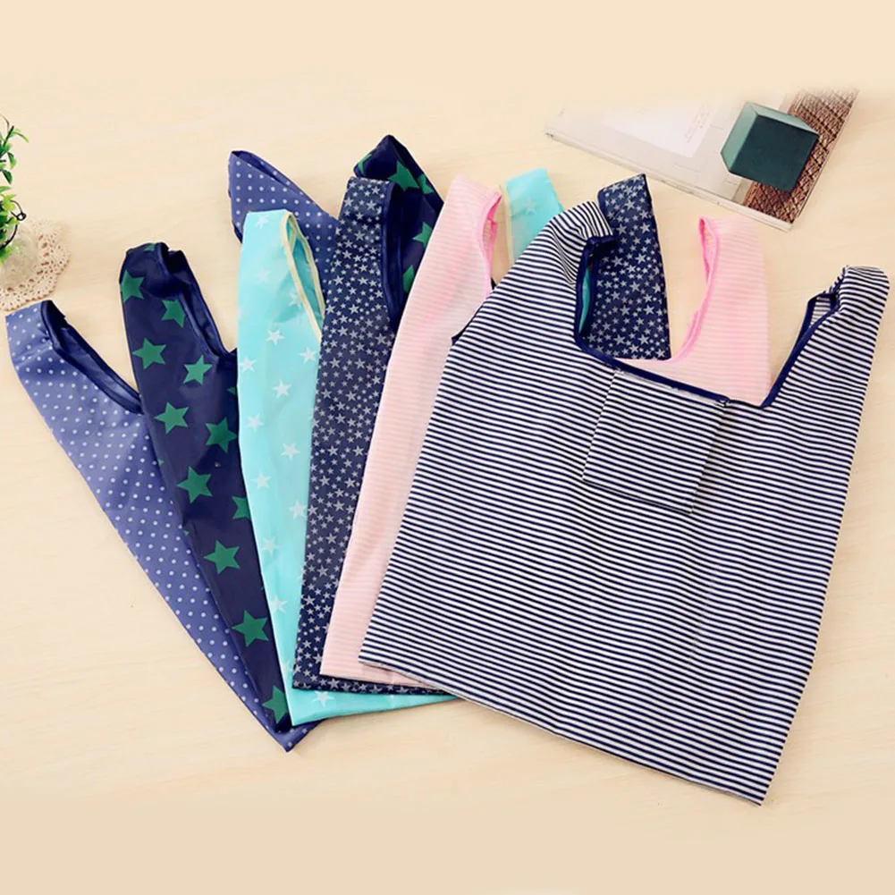 Прочная многоразовая сумка для хранения 2019 милая в полоску и горох большая