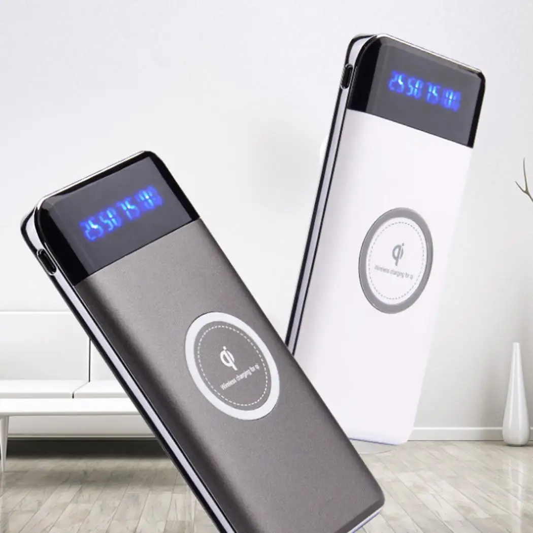 Переносное Беспроводное зарядное устройство 10000Amh USB цифровой 5 V/1.0A QI DC V 1A power Bank