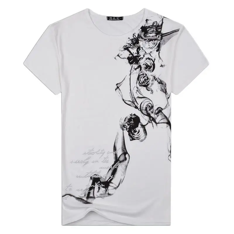 Классические футболки с принтом для отдыха мужские круглым вырезом короткий