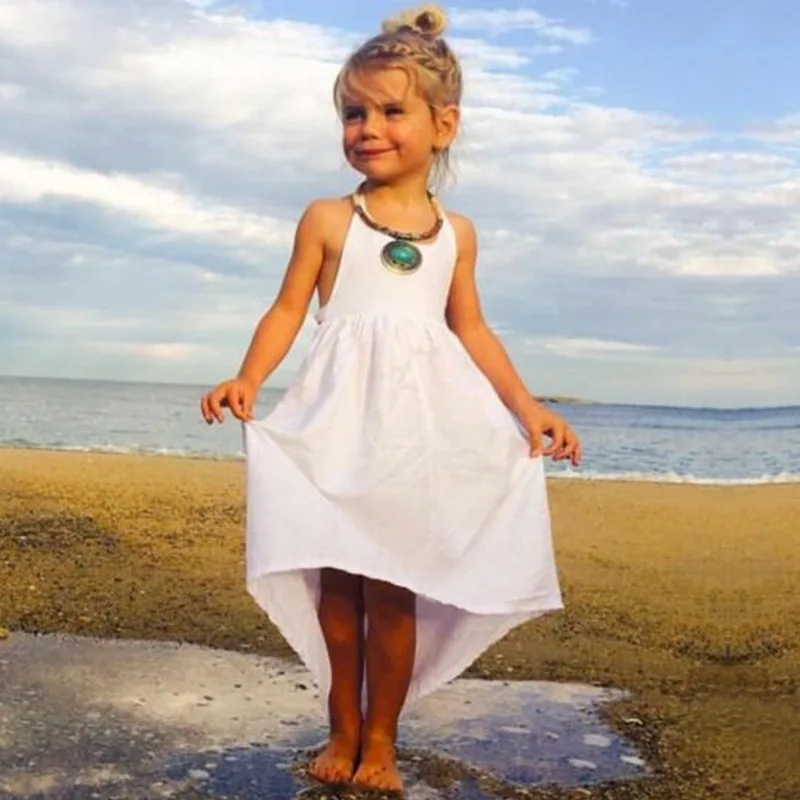 Casua Beach Girl Dresses 2019 New Summer Baby Solid Color A-line O-neck Sleeveless Children Dress For Girls BC136 | Детская одежда и