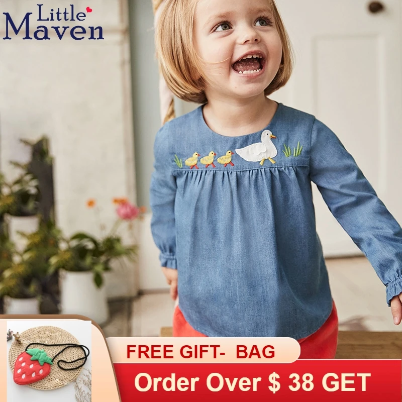 2018 Детские комплекты для девочек Little Maven с джинсовым топом на пуговицах и