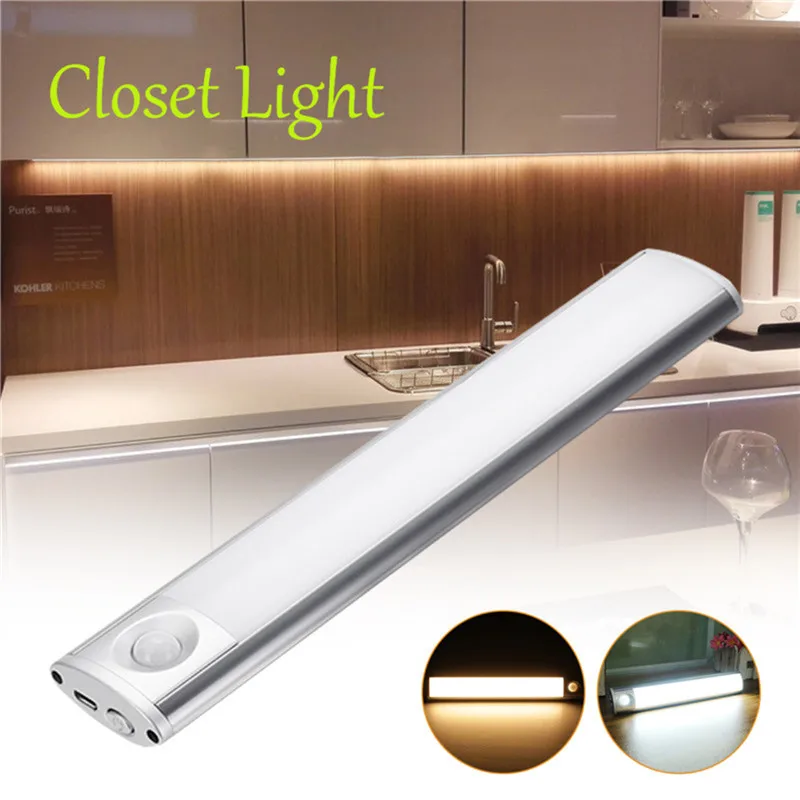 CLAITE Светодиодная лампа для шкафа 33 LED SMD4014 USB Перезаряжаемый датчик движения
