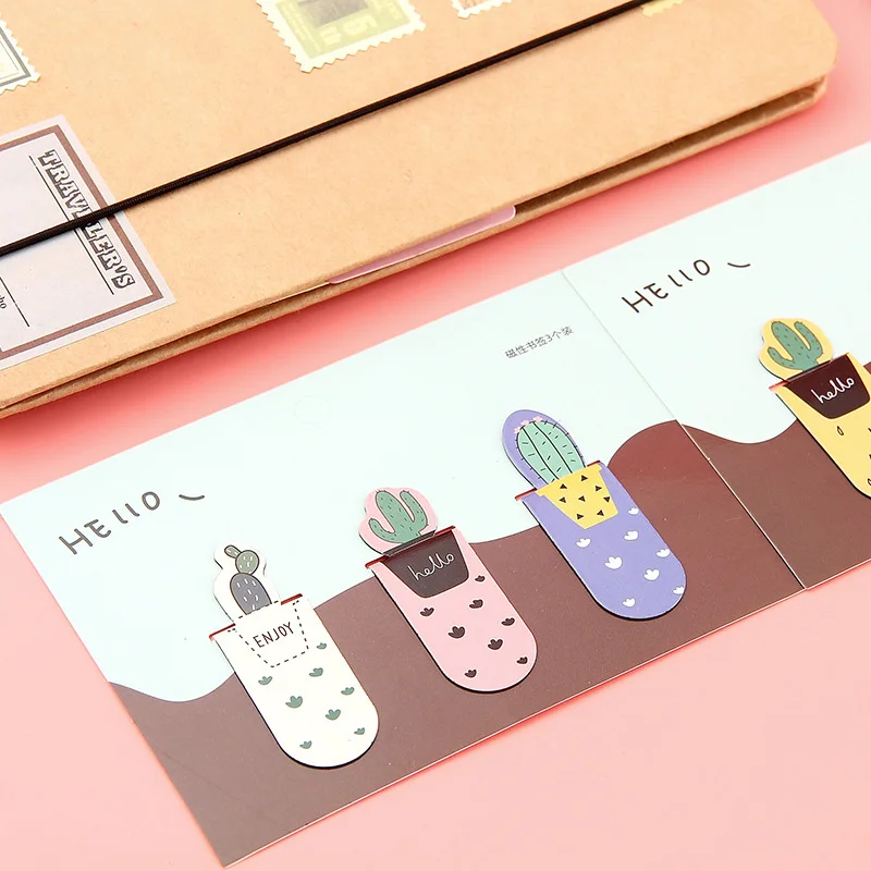 3 шт. милые кактус закладки Kawaii Новинка Магнитная Книга маркеры для обувь девочек