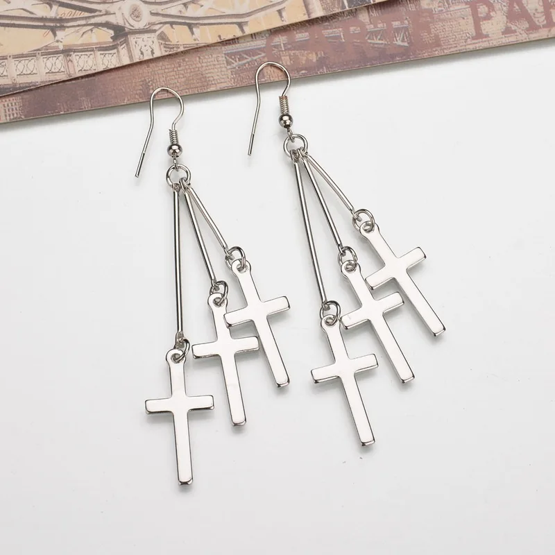Модные женские Многослойные висячие серьги с золотыми перекрещивающимися