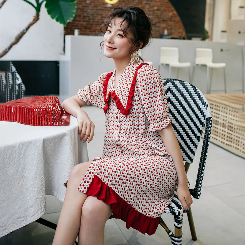 Женское мини-платье с принтом VGH летнее свободное платье-Русалка на пуговицах