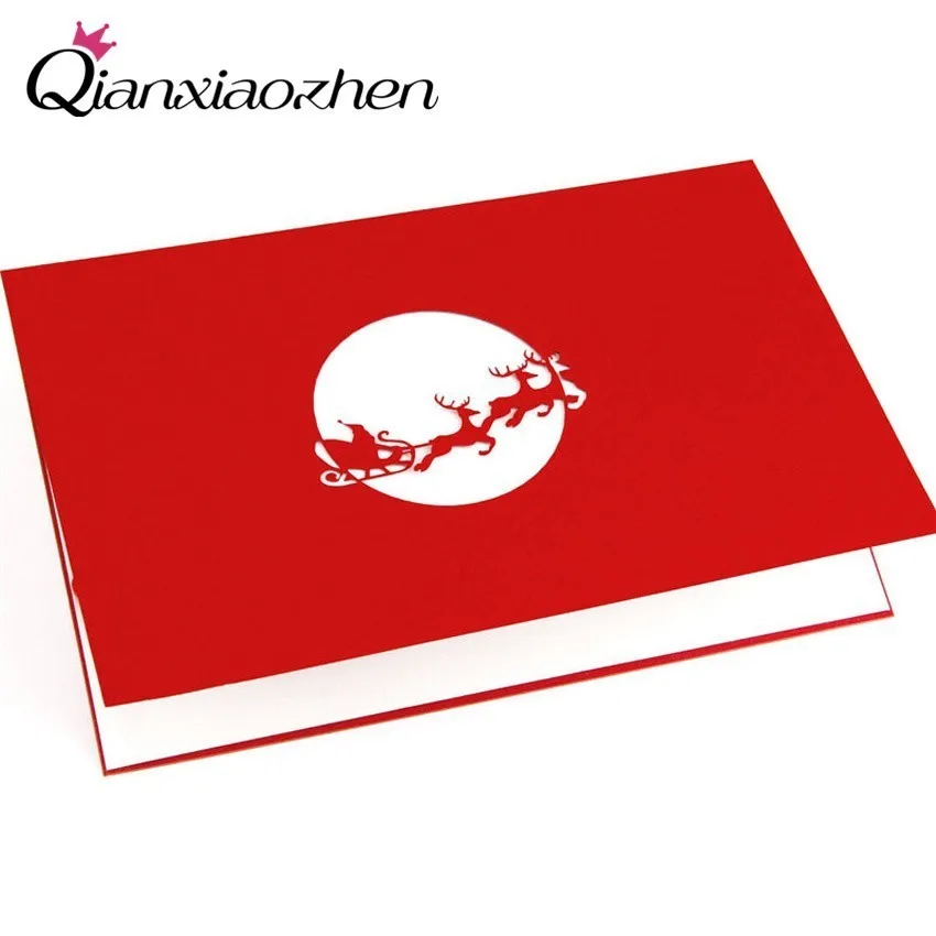 

Qianxiaozhen 3D Christmas Cards Merry Christmas Cards Gift Card Christmas Decoration (With Free Envelopes)