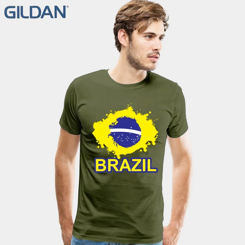 Cool Vintage Brazil Flag T Shirt Men's Short-Sleeve O-Neck Cotton Couple Backing Tshirt | Мужская одежда