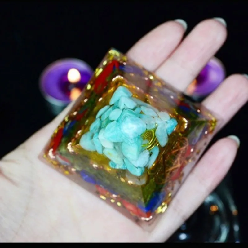Пирамида AURA REIKI Orgonite Energy Aogan РУНИЧЕСКАЯ натуральная чакра СПАР пирамида для