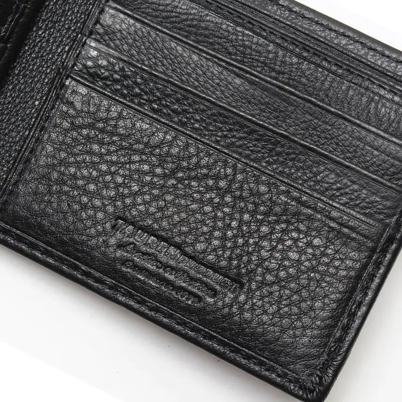 Black Color Man Vintage Wallet With Button Men's Genuine Leather Retro Wallets | Багаж и сумки