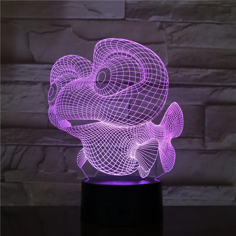 Мультфильм Марлин рыбы лампа 3D USB визуальные Светодиодные ночные светильники