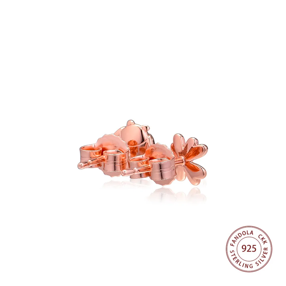 Женские серьги гвоздики из серебра 925 пробы в виде четырехлистного клевера и