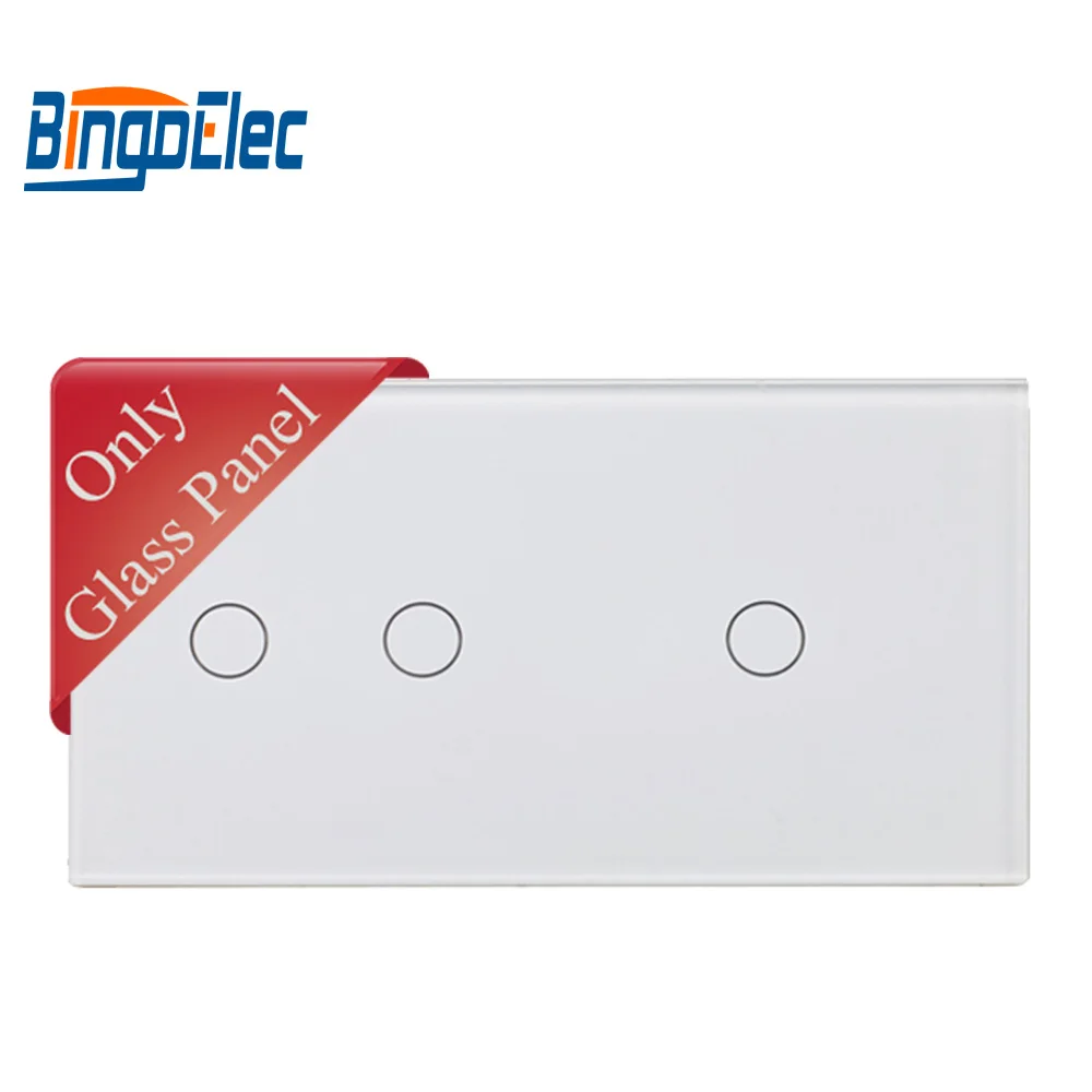 

Bingoelec DIY White Black Gold Big Glass Panel 86*157mm For Touch Switches And Sockets AssemblySize