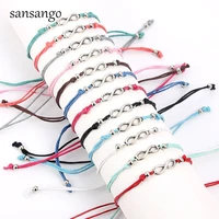 12 pcs antique silver color infinity sign cord bracelet adjustable bangle for women men birthday gift fashion jewery with party