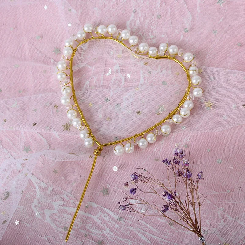 Украшение для торта ручной работы с жемчугом и кристаллами креативное украшение