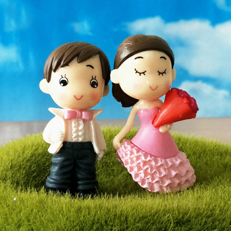 Hot 2PCS/1Set Miniatures Lovers Couple Figurines Resin Crafts Fairy Chair Garden Sweety Micro Landscape Home Decoration | Дом и сад