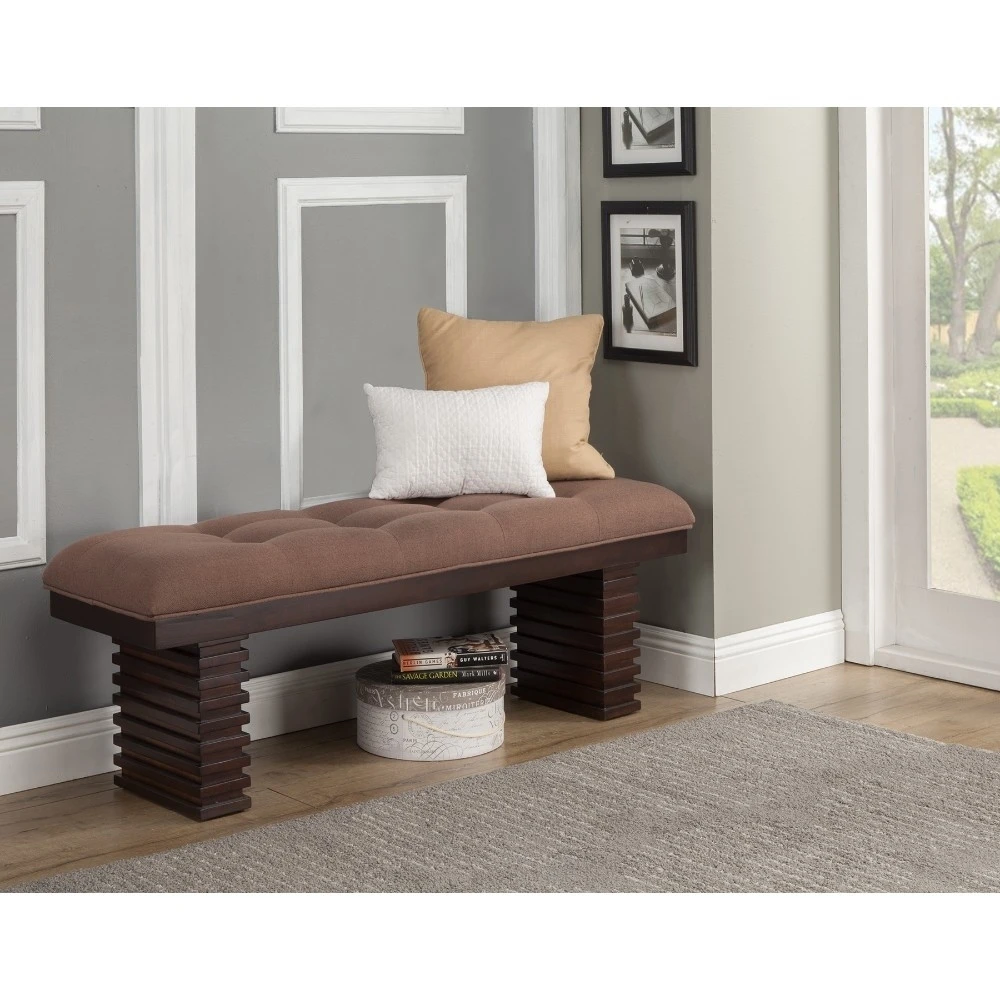 Wooden Dining Bench With Tufted Upholstery Brown | Мебель