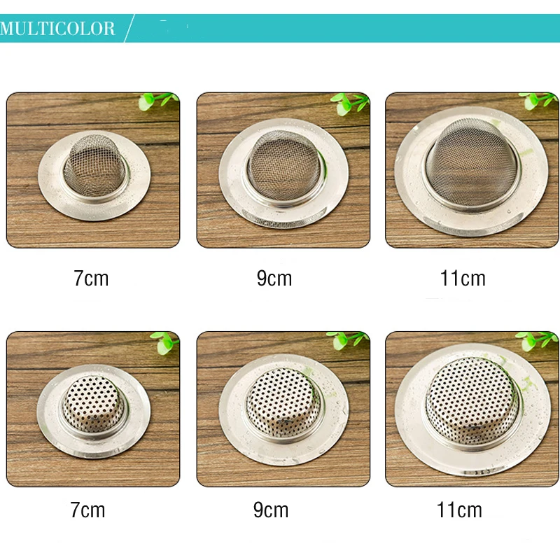 

Tofok 7/9/11cm Stainless Steel Sink Filter Hair Colanders Strainers Filter Round Kitchen Drain Bathroom Sink Accessories Supply