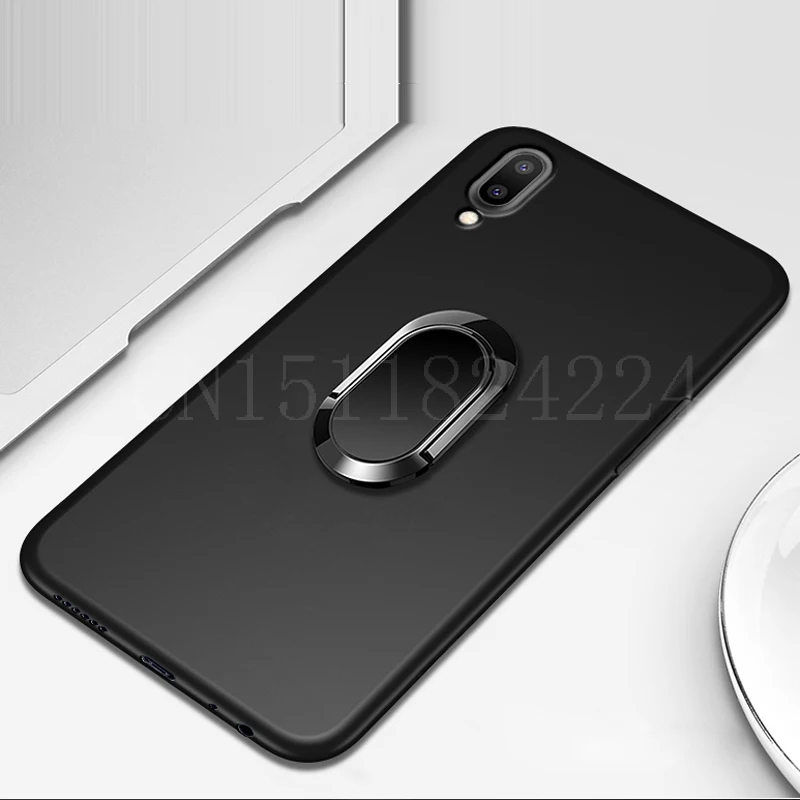 Чехлы с кольцом на палец для Meizu Note 9 силиконовый мягкий матовый защитный чехол из