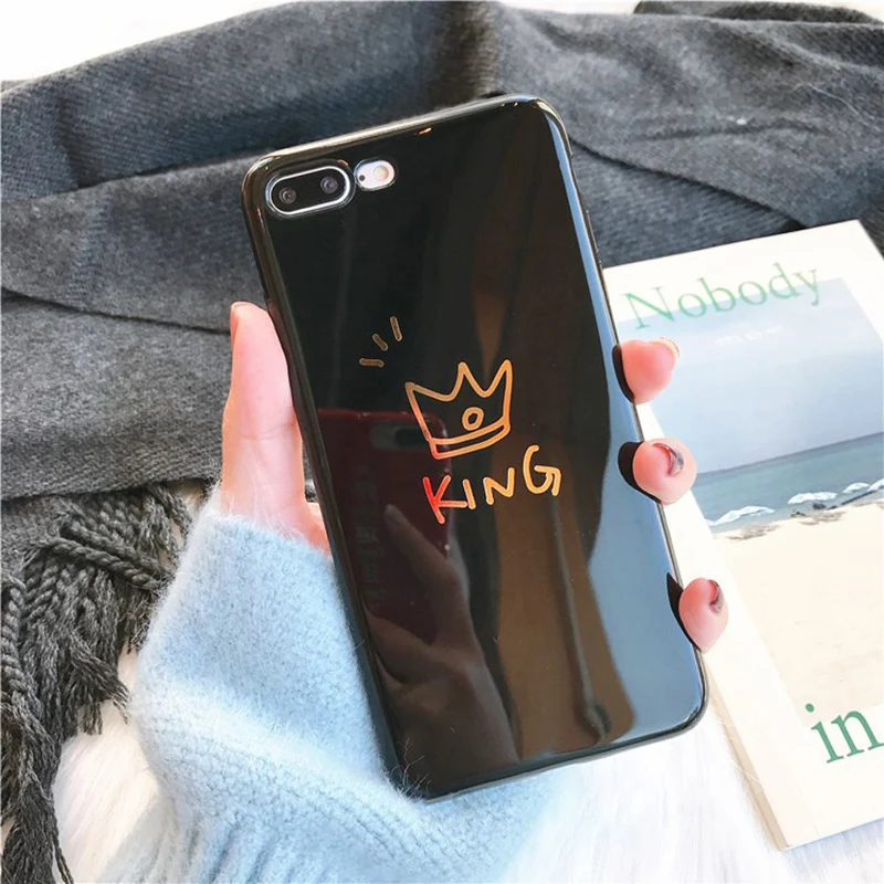 Lovebay Fashion 3D Crown Phone Case For iPhone X XR XS MAX Cover Cases 6 6S 7 8 Plus King Queen Soft TPU Glossy Coque |