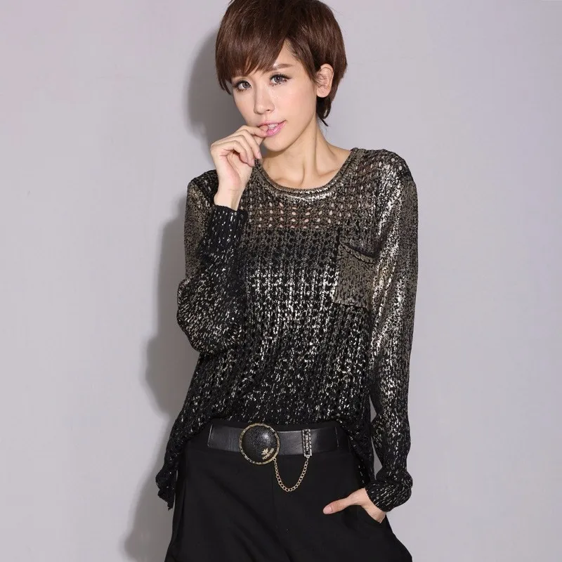 Max LuLu 2019 Fashion Korean Ladies Knitted Clothes Womens Sexy Holes Sweater Casual Jumper Spring Tops Woman Pullover Gold Ropa | Женская