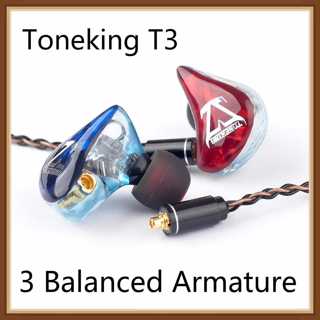 TONEKING T3 3BA на заказ DIY наушники для ушей 3 сбалансированные HIFI монитор MMCX 8 ядерный