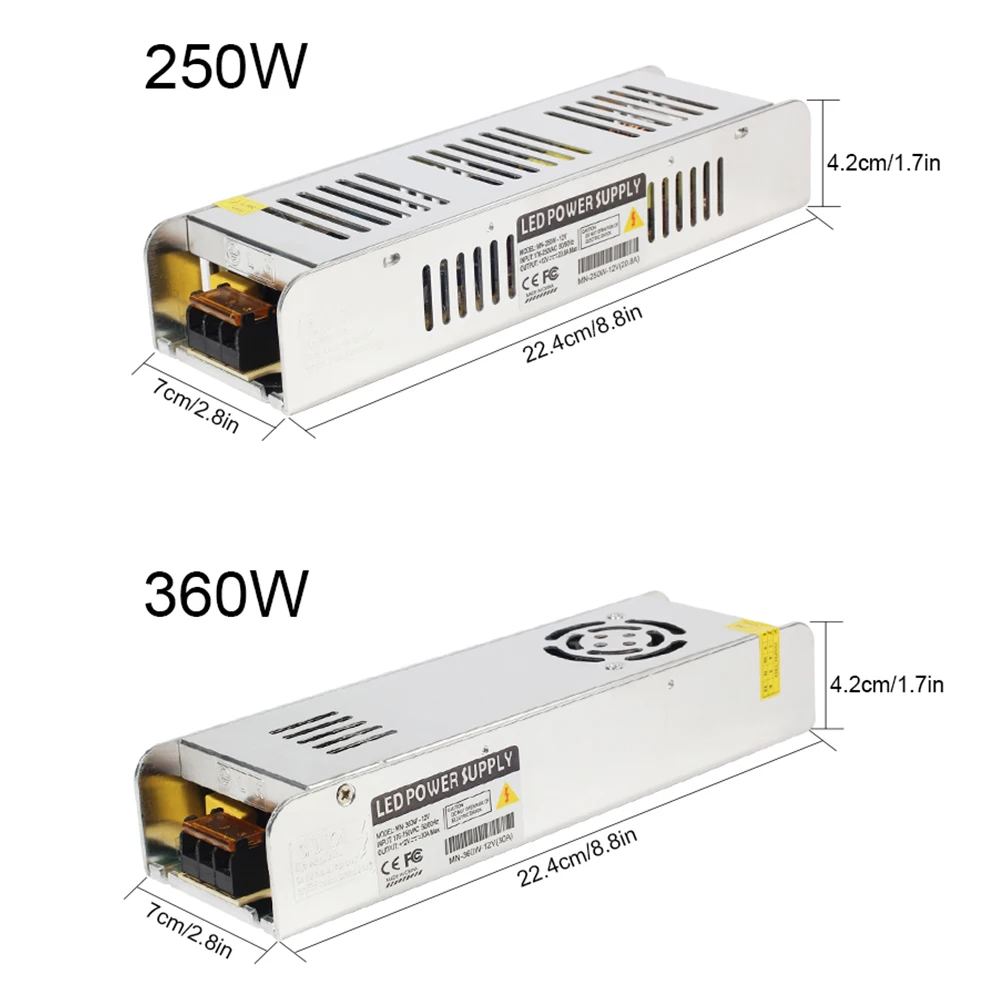 AC220V для DC12V светодиодный драйвер импульсный Питание 60 W 120 150 200 250 360 адаптер