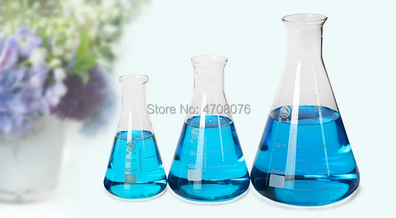 Стеклянная мерная коническая колба боросиликатная Erlenmeyer пирекс треугольные