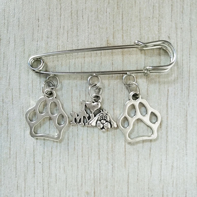 Dog footprints brooch I love my dog cute pet most faithful friend jewelry | Украшения и аксессуары